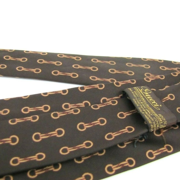 Vintage GUCCI Tie Chocolate Brown Equestrian - Picture 3 of 6